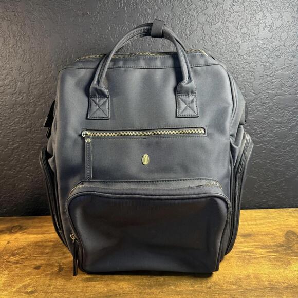 Idaho Jones Handbags - Idaho Jones Black Matrix Diaper Bag Backpack Large Multi-Functional Pockets
